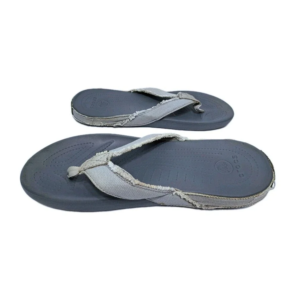 Crocs Santa Cruz Mens Size 10 Gray Distressed Casual Sandals Flip Flops